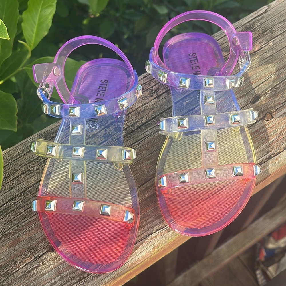STEVE MADDEN Toddler Rainbow Ombré Jelly Studded Rhinestone Sandals Size 11